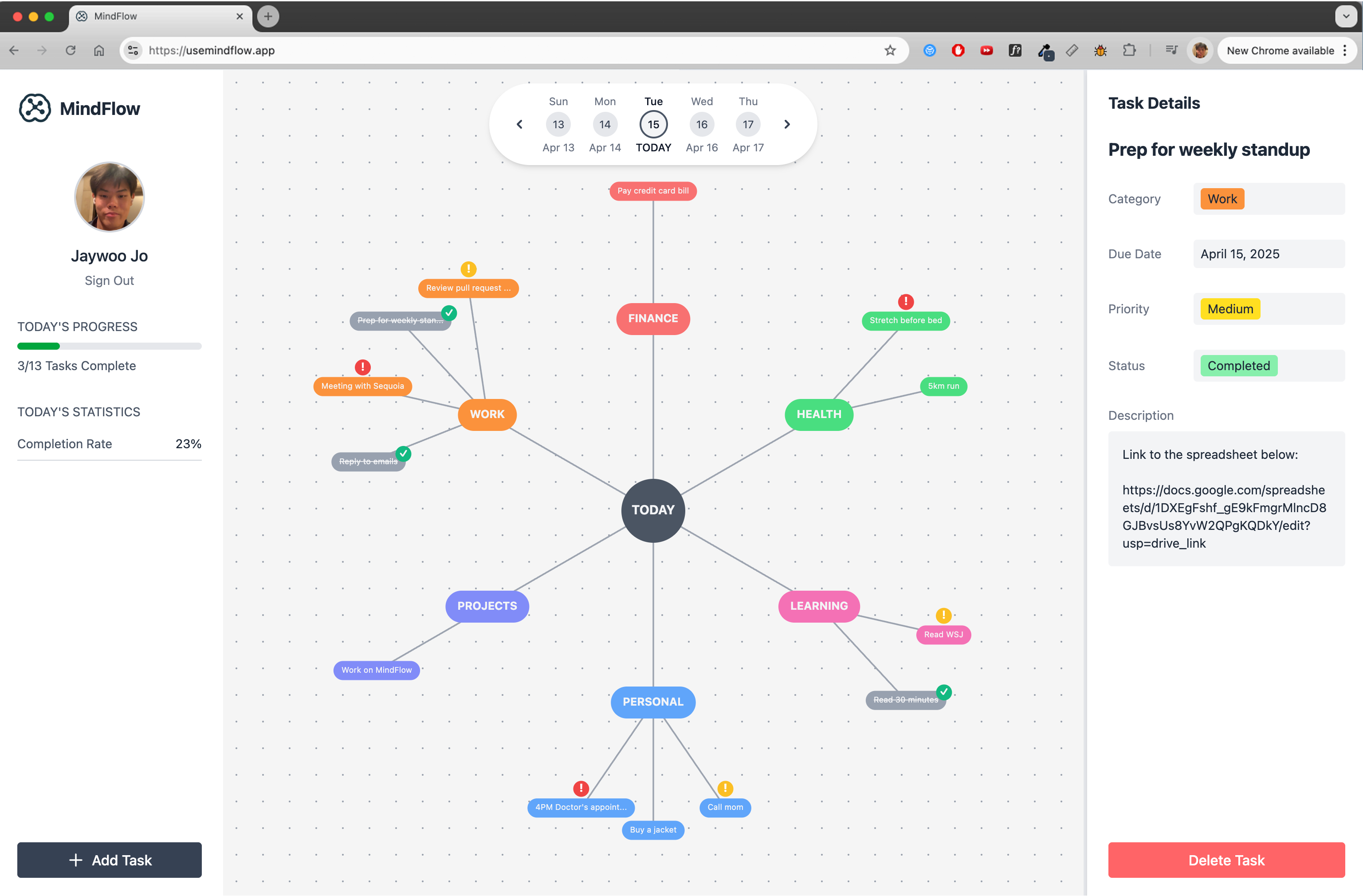 MindFlow main view